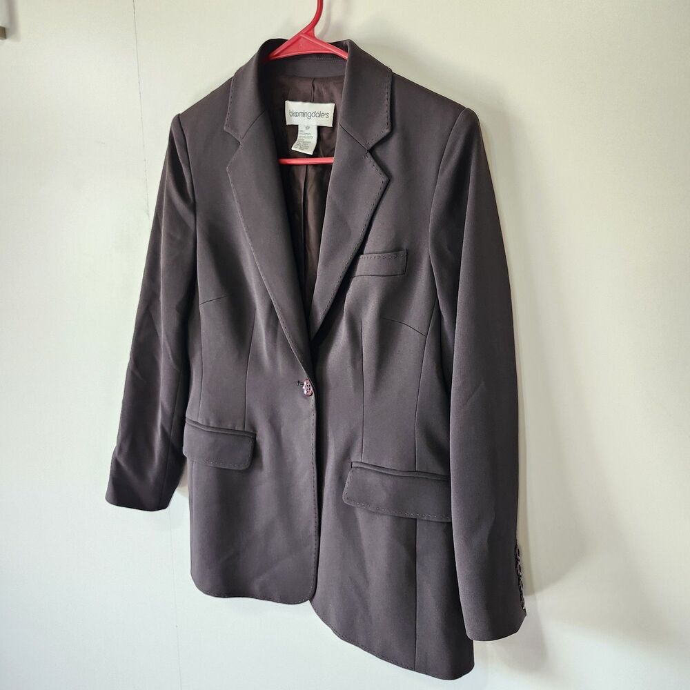 Bloomingdale’s Women’s Vintage Blazer Size 10P Tailored One-Button Notch Lapel - Picture 2 of 12